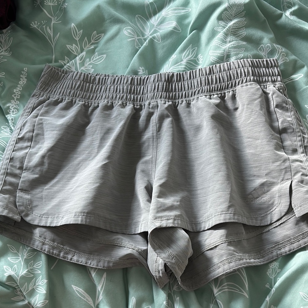Adidas Gray Athletic Shorts Lightweight Elastic Waist